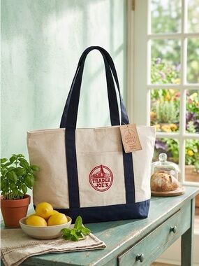 Trader Joe's Large Canvas Tote Bag - Blue 💙